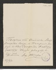 k.k. naturhistorisches Hofmuseum, Intendanzakten 1885-1896 (Hauer), Aktenzahl Z.587.c/1890, Seite 1